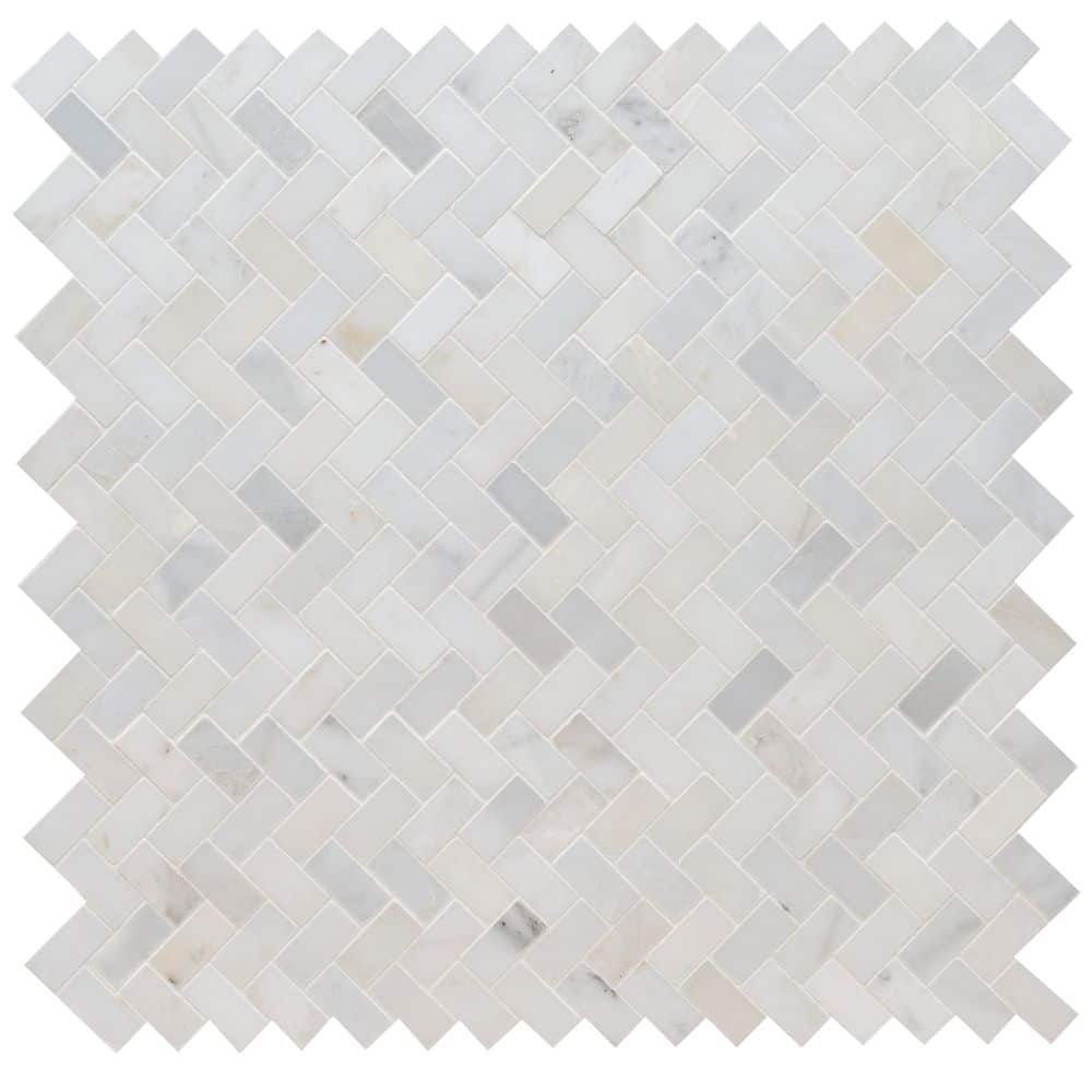 Take Home Tile Sample - Arabescato Carrara Herringbone 4 in. x 4 in. Honed Marble Mesh-Mounted Mosaic (0.25 sq. ft.) price history on PriceWatchPro