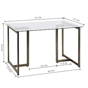 Slip 47 in. Rectangle Tempered Glass Top Gold Metal Sled Base Elegant Dining Table( Seat 4)
