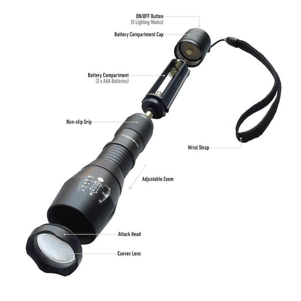 Torch LED Tactical 40X Flashlight Waterproof Baseball Bat Security 5 Zoom Mode 
