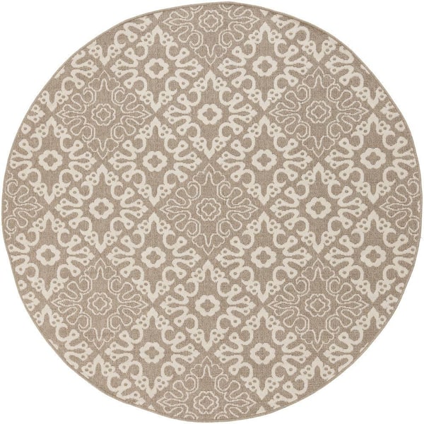 Artistic Weavers Booroomba Taupe 5 ft. x 5 ft. Round Indoor/Outdoor Area Rug
