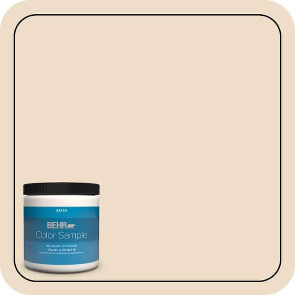 BEHR PREMIUM PLUS 8 oz. #710C-2 Raffia Cream Satin Enamel Interior/Exterior Paint & Primer Color Sample