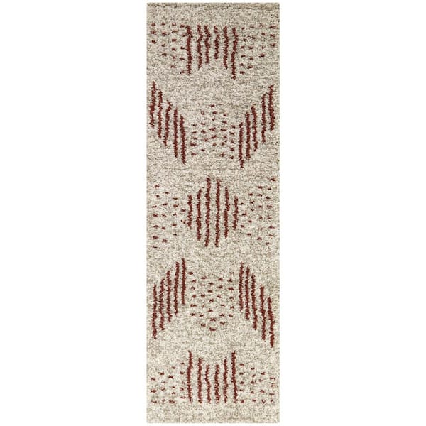 BALTA Kalpana White/Orange 2 ft. x 7 ft. Striped Runner Rug