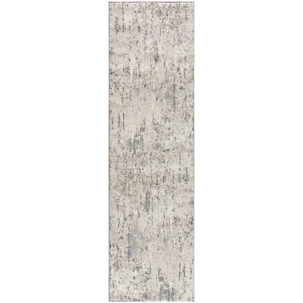 Nourison Concerto Ivory Blue Grey 2 ft. x 8 ft. Abstract Contemporary Runner Area Rug