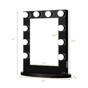23 in. 27 in. Rectangle Tabletop Vanity Bathroom Makeup Mirror in Black with LED Light