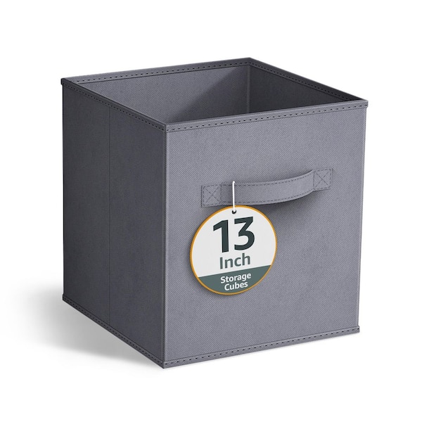 Sorbus Large Storage Cubes with Handles, Gray 13 in. x 13 in. Fabric Decorative Basket (Set of 1), Clothes and Closet Organizer