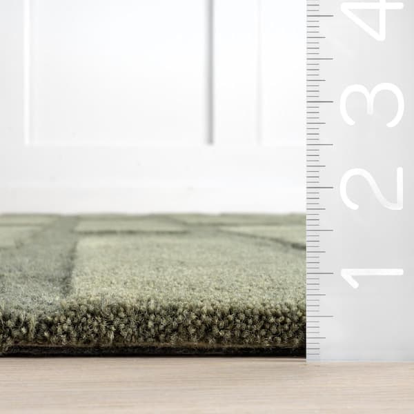 Remy Crosshatch Wool Olive 3 ft. x 8 ft. Indoor/Outdoor Patio Runner Rug
