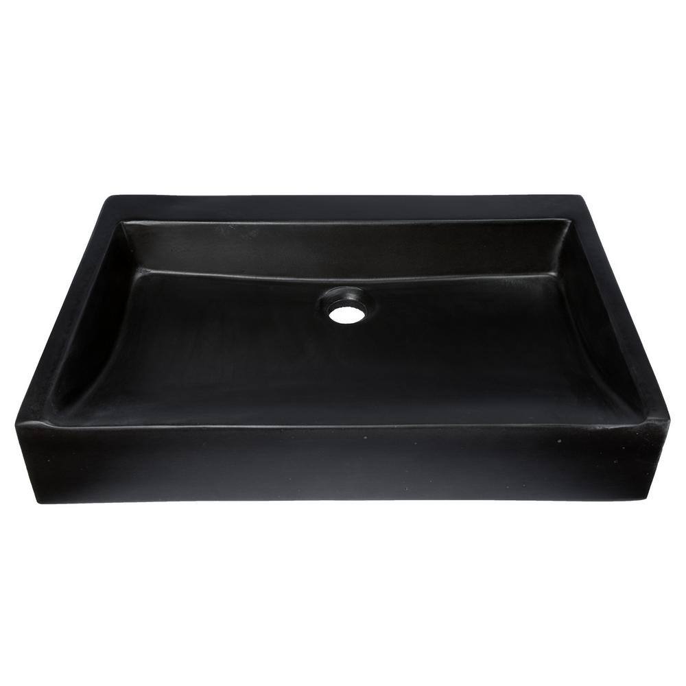Eden Black Concrete Rectangular Undermount Bathroom Sink