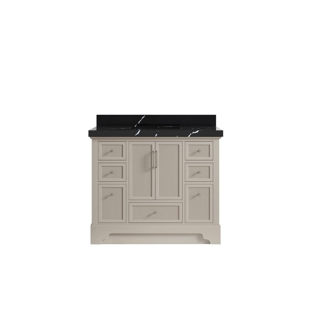Alys 42 in. W x 22 in. D x 36 in. H Single Sink Bath Vanity in Fine Grain with 2 in. Calacatta Black Top price history on PriceWatchPro