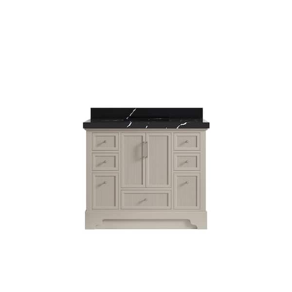 Willow Collections Alys 42 in. W x 22 in. D x 36 in. H Single Sink Bath Vanity in Fine Grain with 2 in. Calacatta Black Top