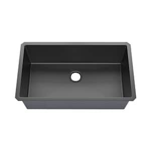 32 in. Undermount Single Bowl 18-Gauge Black 304 Stainless Steel Workstation Kitchen Sink