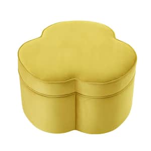 Finleigh Yellow Ottoman Upholstered Velvet 28 L x 28 W x 17.7 H