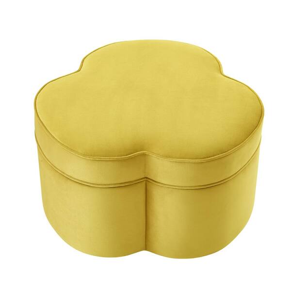 Rustic Manor Finleigh Yellow Ottoman Upholstered Velvet 28 L x 28 W x 17.7 H