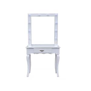 Cold Light Rectangular Mirror White Makeup Vanity Table with Drawer (57.1 in. H x 31.5 in. W x 17.72 in. D )