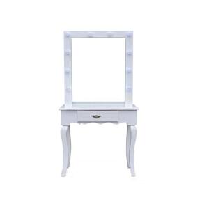 Generous Mirror Vanity Table Dressing Table with Bulb white (57 in. H x 31 in. W x 17 in. D)
