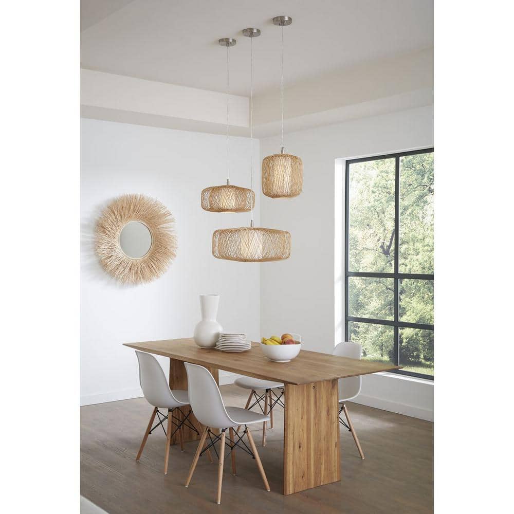 Natural Rattan and Glass Mini Pendant Light