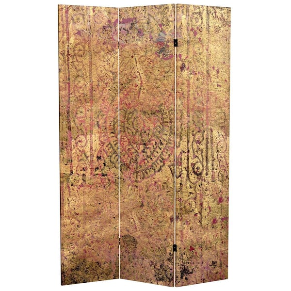 RED LANTERN 6 ft. Tall Golden Hour Canvas 3-Panel Room Divider