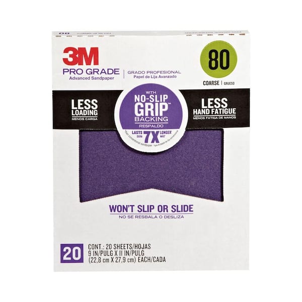 3M Pro Grade 9 in. x 11 in. 80 Grit Coarse No-Slip Grip Advanced Sandpaper (20-Sheets) (Case of 5)