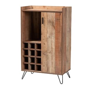 Mathis 12-Bottle Brown and Black Wine Cabinet