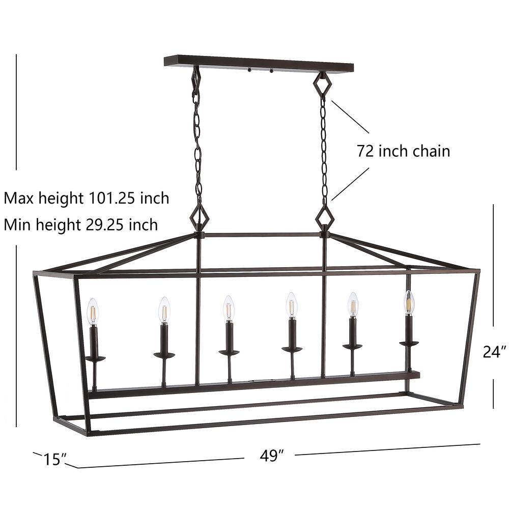 Contemporary Prener 6-Light Industrial Pendant in Oil-Rubbed Bronze Black