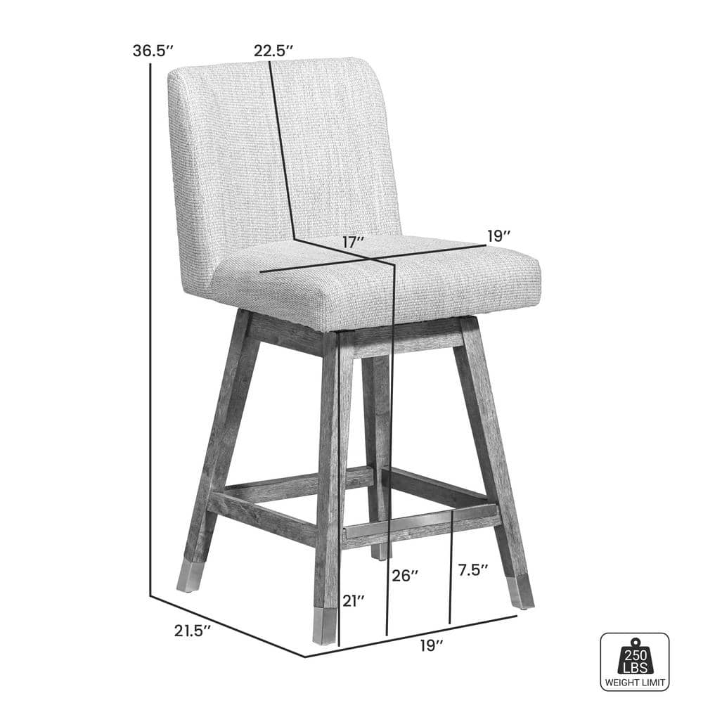 Taupe Fabric and Brown Oak Swivel Accent Chair