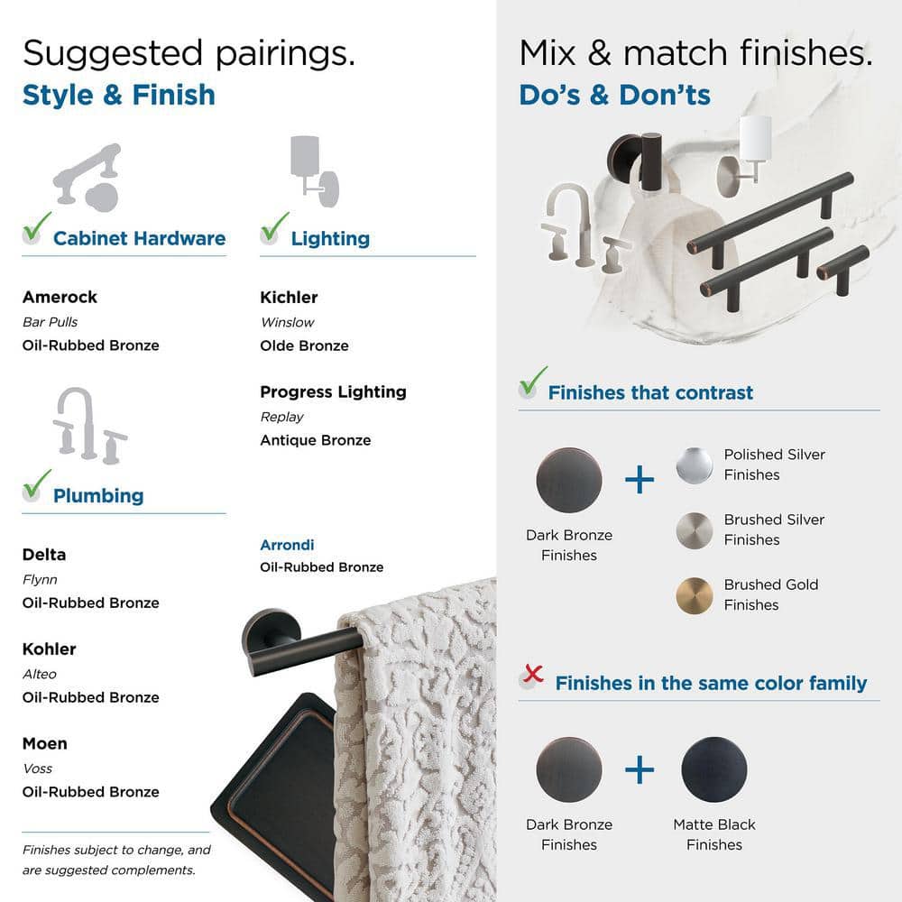 Arrondi Oil-Rubbed Bronze 18-Inch Wall Mounted Towel Bar