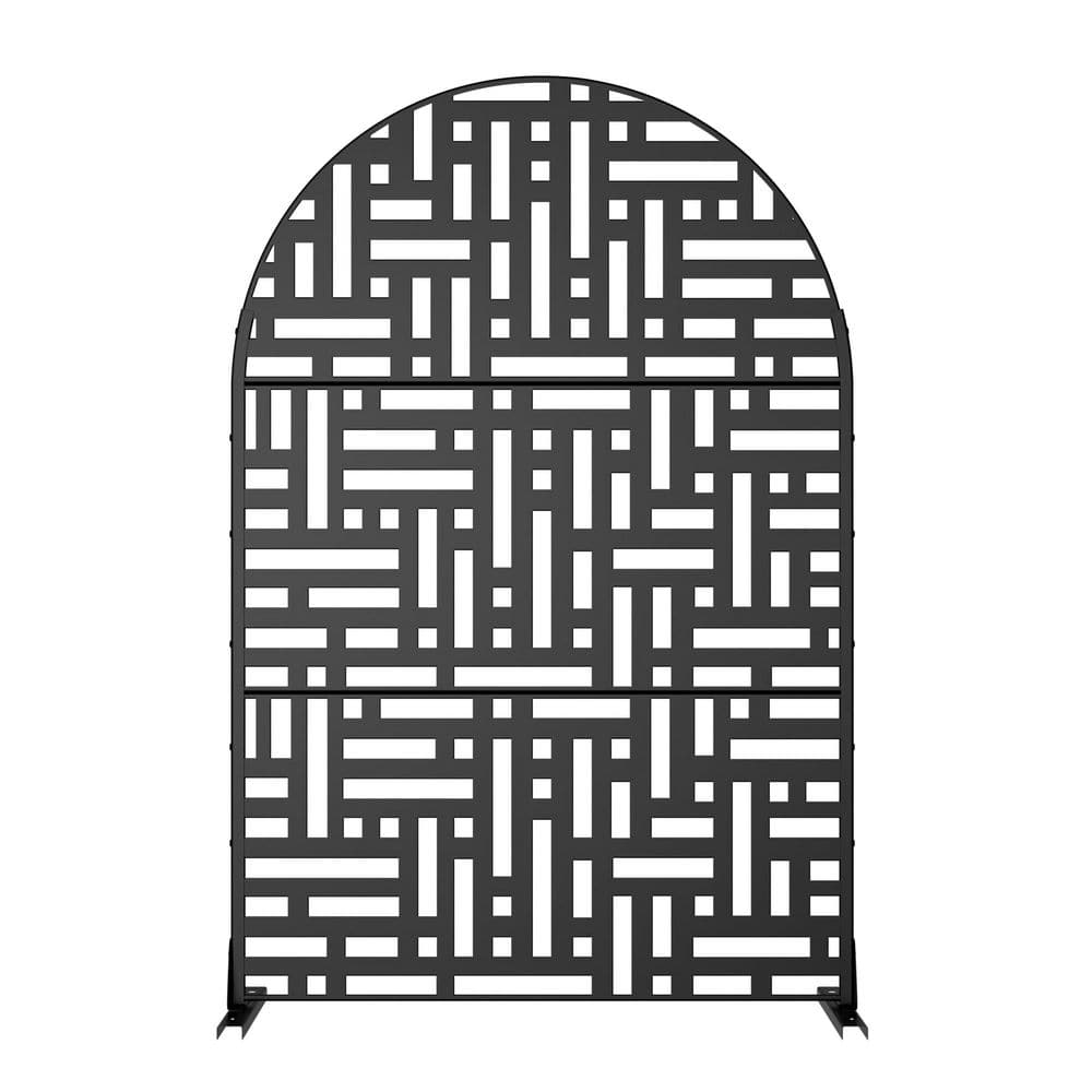 72 in. x 47 in. Arch Outdoor Galvanized Metal Privacy Screen Garden Fence in Mosaic Pattern in Black price history on PriceWatchPro