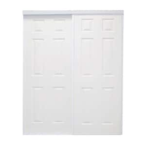 48 in. x 96 in. Colonial White Prefinished Hardboard Panels Steel Framed Interior Sliding Closet Door