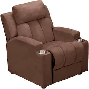 Magic Seats for Superheroes and Princesses, Kids Recliner Sofa Chair , 2 Cup Holders, Push Back Recliner in Brown