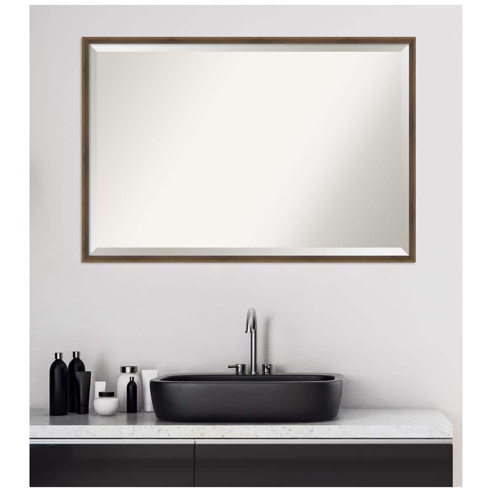 Lucie Bronze 37" Wood Beveled Bathroom Vanity Mirror