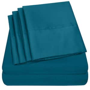 1500-Supreme Series 6-Piece Teal Solid Color Microfiber RV Queen Sheet Set