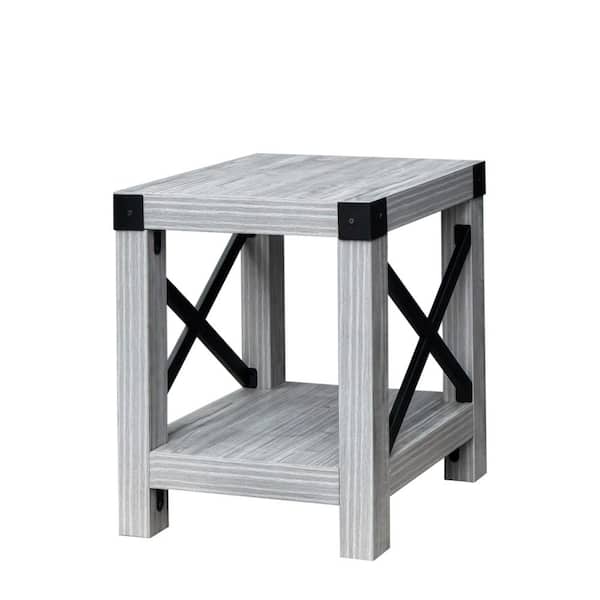 Tatayosi Outdoor Garden Patio Square Wooden Small End Table Side Table in Gray