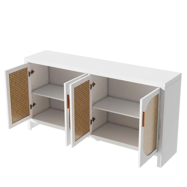 Unbranded 59.1 in. W x 13.8 in. D x 30.3 in. H Bathroom White Linen Cabinet