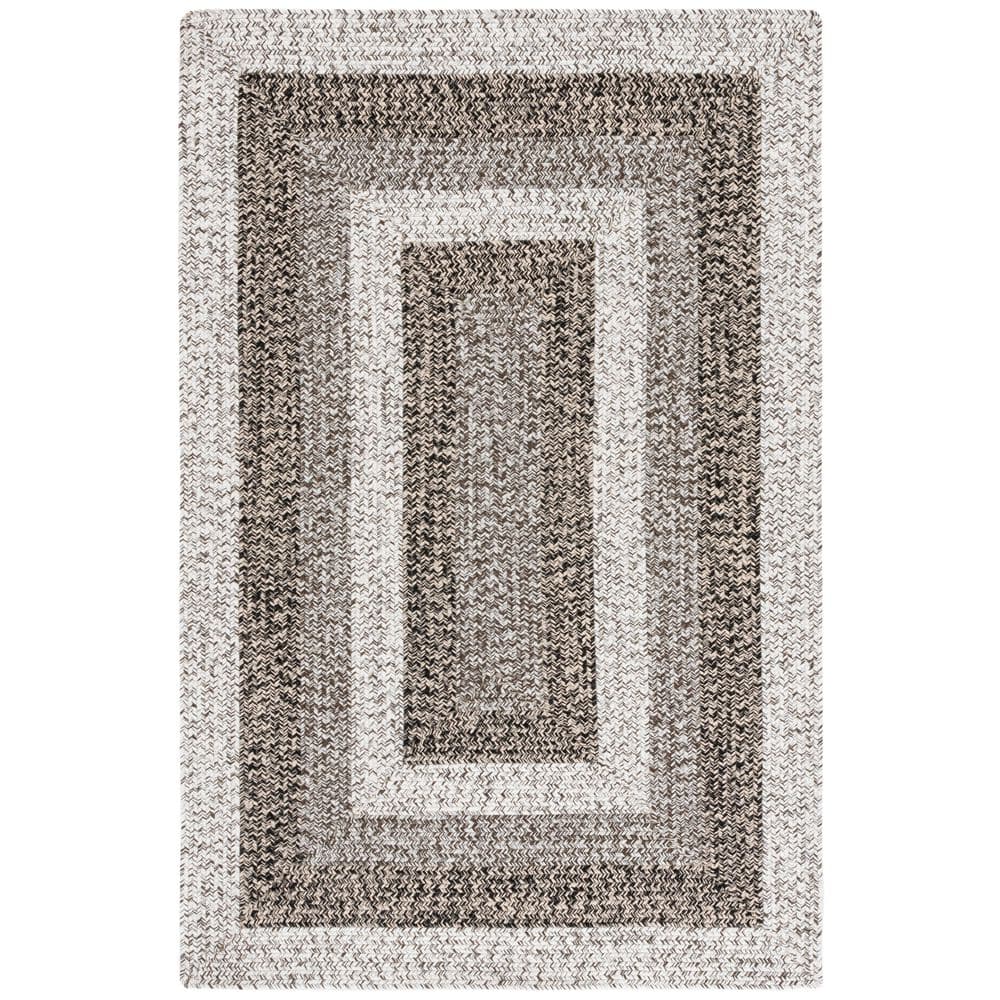 Braided Ivory/Black 2 ft. x 3 ft. Machine Washable Solid Striped Border Area Rug price history on PriceWatchPro