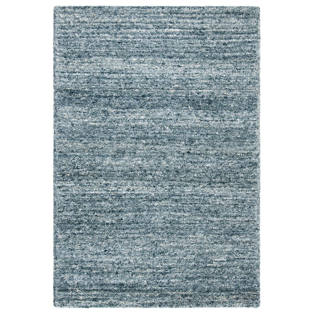 Handmade Blue and Gold Wool Tufted Rectangular Rug, 3' x 5'