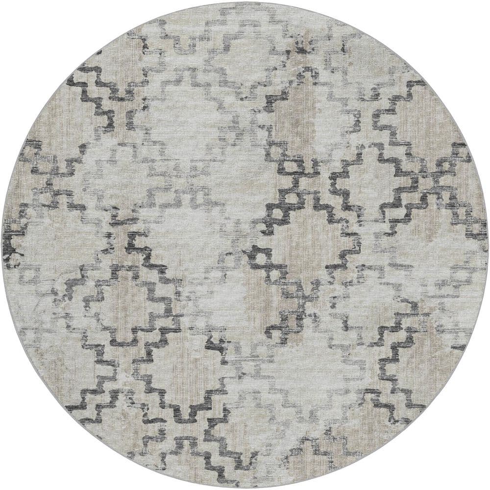 Dream Shag Premium Machine Washable Abstract ADS121 Taupe 8 ft. x 8 ft. Round Rug price history on PriceWatchPro