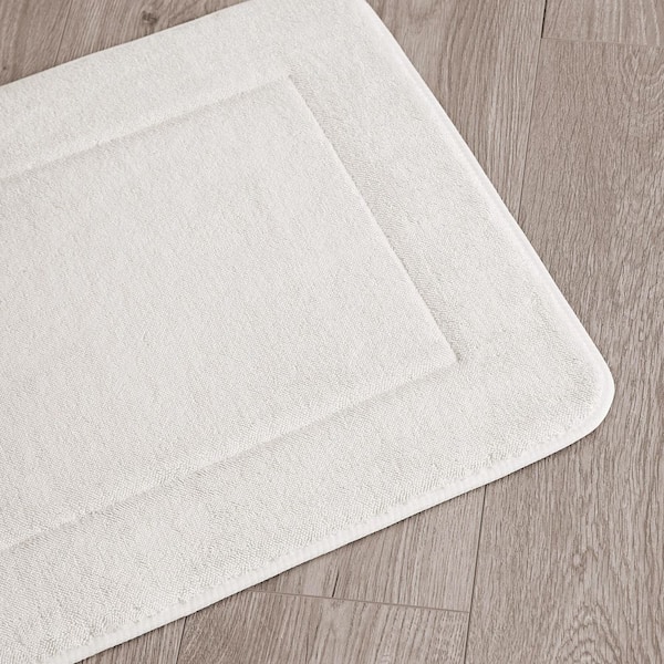 Terry Memory Foam White 17 in. x 24 in. Polyester Bath Rug