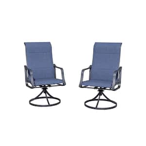 Swivel Metal Outdoor Dining Chair in Blue Set of 2