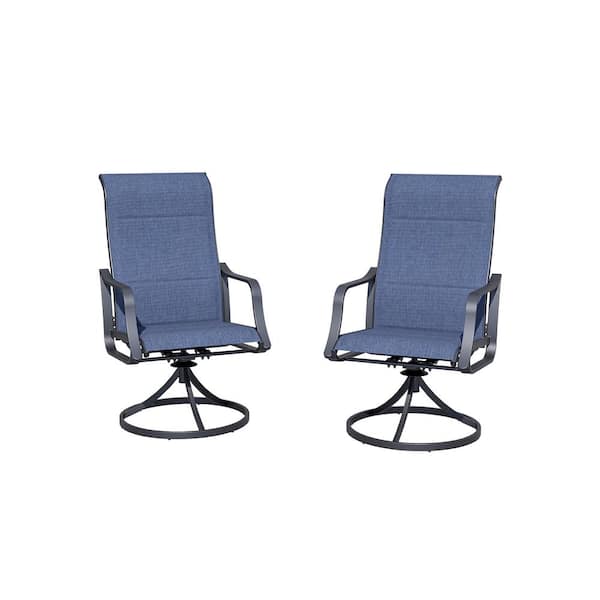 TOP HOME SPACE Swivel Metal Outdoor Dining Chair in Blue Set of 2