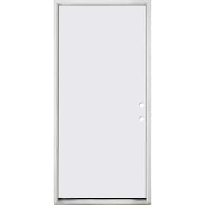 30 in. x 80 in. No Panel Left-Hand/Inswing White Primed Fiberglass Prehung Front Door with 4-9/16 in. Jamb Size
