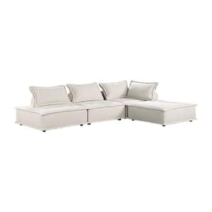 Landrum 120 in. Armless 4 -Piece Boucle Fabric Modular Sectional Sofa in Beige