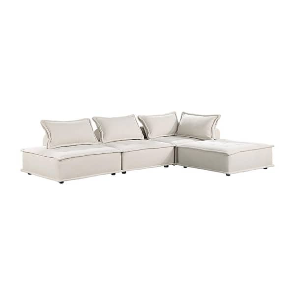 Unbranded Landrum 120 in. Armless 4 -Piece Boucle Fabric Modular Sectional Sofa in Beige