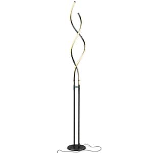 Embrace 60 in. Classic Black Industrial 2-Light LED Energy Efficient Floor Lamp with Built-In 3-Way Dimmer Function