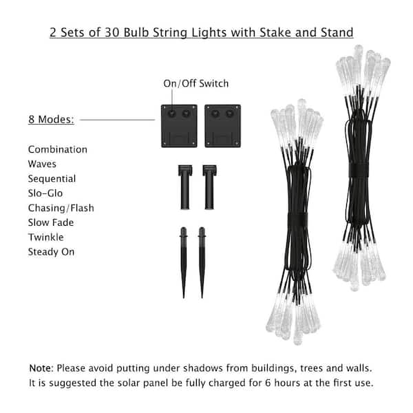 Pure Garden 30-Light 20.5 ft. Cool White Outdoor Solar LED
