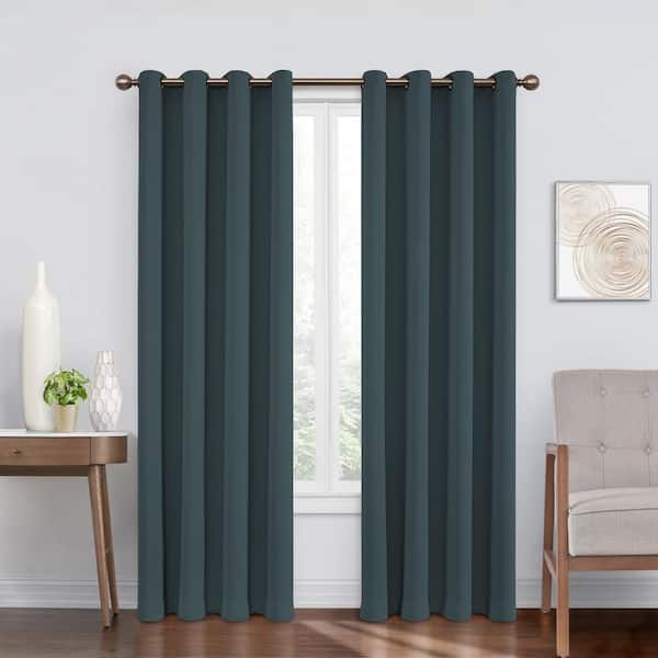 Eclipse Forest Polyester Solid 52 in. W x 84 in. L Thermal Grommet Blackout Curtain