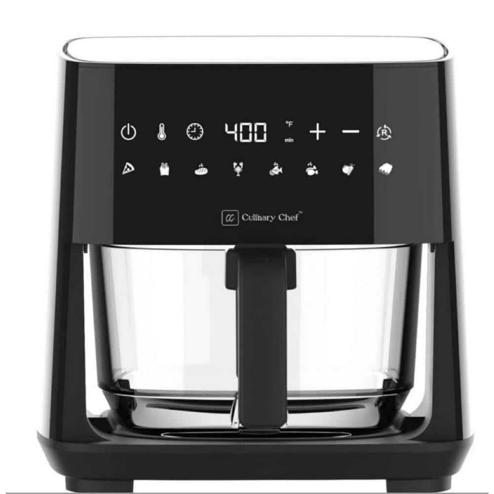 4.3 l/4.54 qt. Touch Screen Full Glass Basket Air Fryer in Black