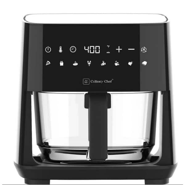 4.3 l/4.54 qt. Touch Screen Full Glass Basket Air Fryer in Black