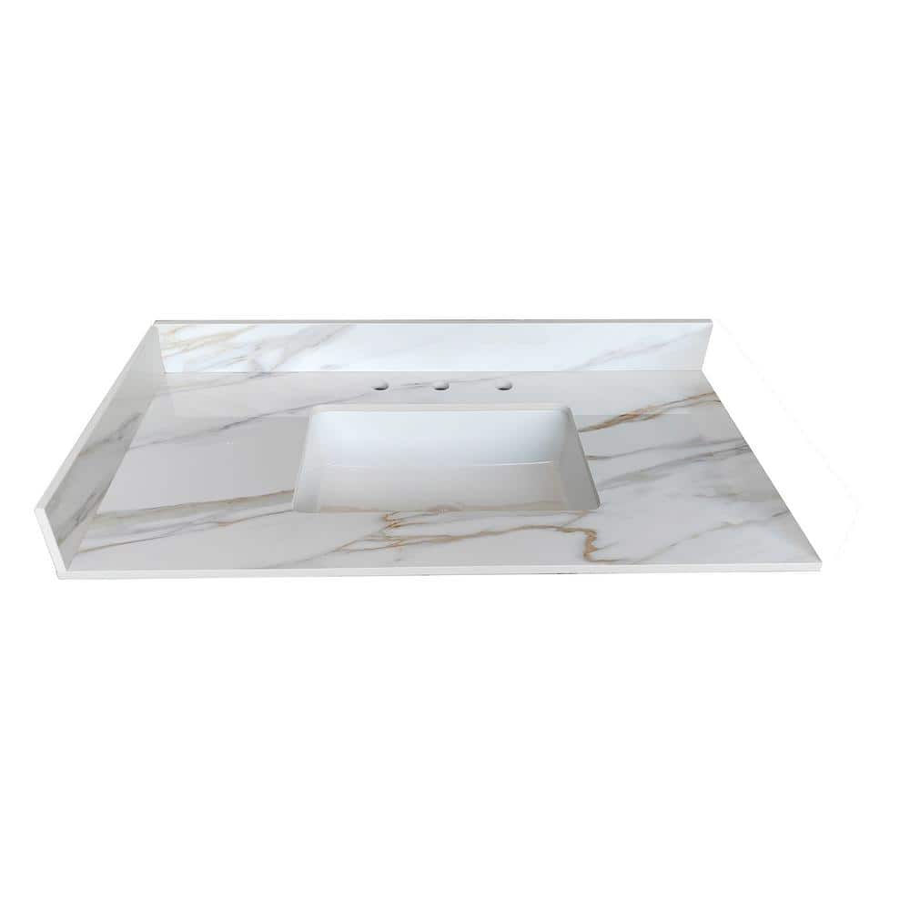 22" White Marble Vanity Top Side Splash with Veins