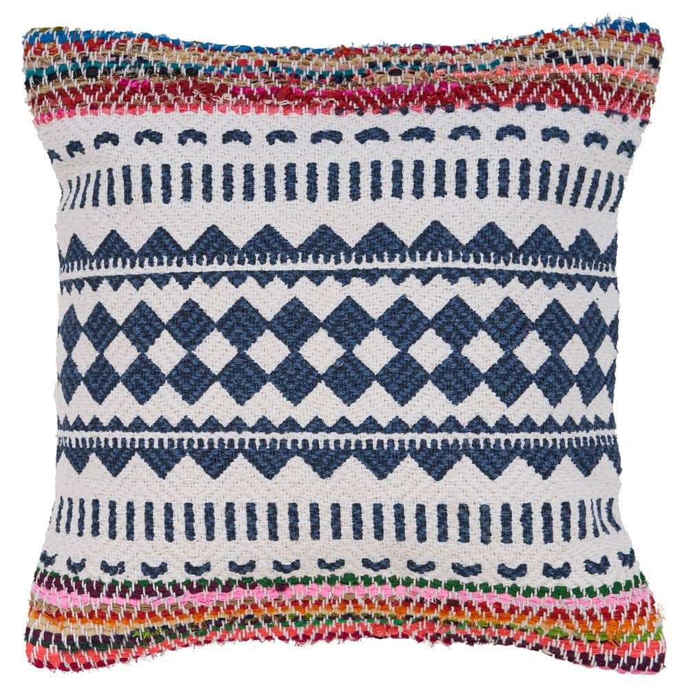 Eclectic Embroidered Bohemian Square Throw Pillow 18"x18"