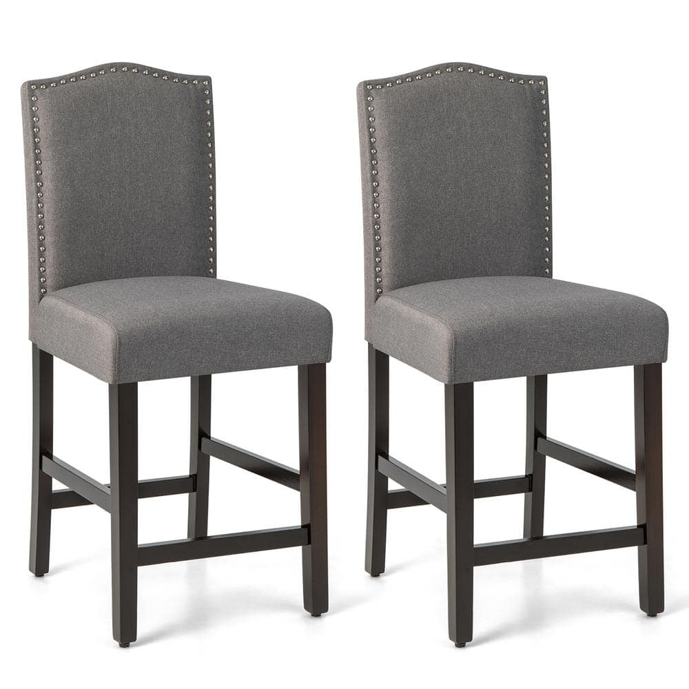 Costway 41 in. Grey High Back Wood Upholstered 25'' Bar
