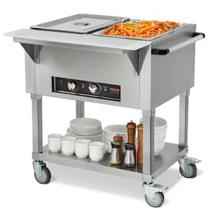 2-Pan Commercial Food Warmer 41.2 QT. Silver Stainless Steel 1000 Watt Buffet Electric Steam Table Specialty Flatware